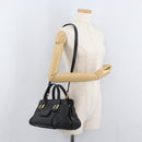Chloe Alice Hand Bag Leather 2way Black Gold Auth 182441-25