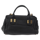 Chloe Alice Hand Bag Leather 2way Black Gold Auth 182441-2