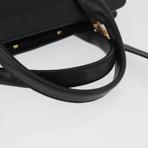 Chloe Alice Hand Bag Leather 2way Black Gold Auth 182441