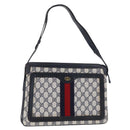 GUCCI GG Supreme Sherry Line Umhängetasche PVC Navy Gold 010 378 Auth 182442-1