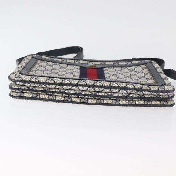GUCCI GG Supreme Sherry Line Umhängetasche PVC Navy Gold 010 378 Auth 182442