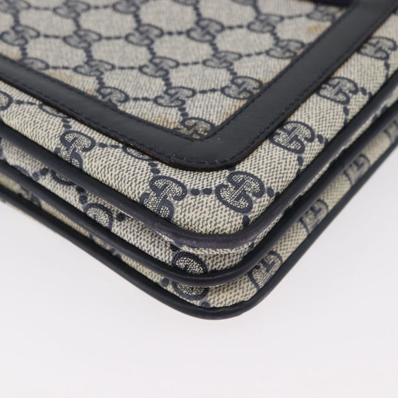 GUCCI GG Supreme Sherry Line Umhängetasche PVC Navy Gold 010 378 Auth 182442