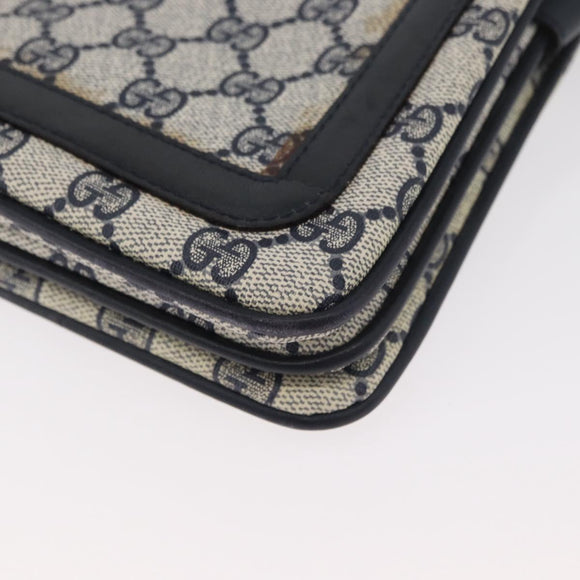 GUCCI GG Supreme Sherry Line Umhängetasche PVC Navy Gold 010 378 Auth 182442