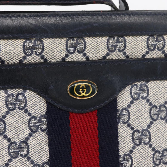GUCCI GG Supreme Sherry Line Umhängetasche PVC Navy Gold 010 378 Auth 182442