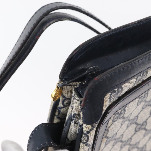 GUCCI GG Supreme Sherry Line Umhängetasche PVC Navy Gold 010 378 Auth 182442