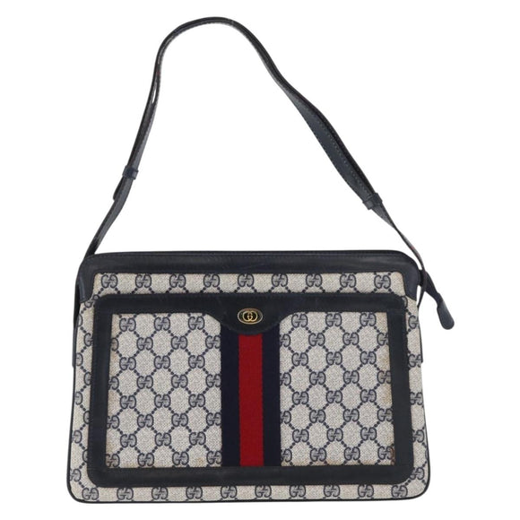 GUCCI GG Supreme Sherry Line Umhängetasche PVC Navy Gold 010 378 Auth 182442