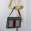 GUCCI GG Supreme Sherry Line Umhängetasche PVC Navy Gold 010 378 Auth 182442-27