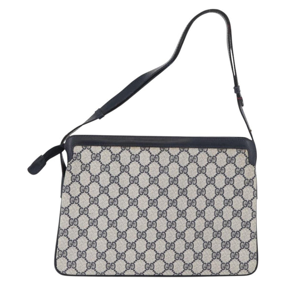 GUCCI GG Supreme Sherry Line Umhängetasche PVC Navy Gold 010 378 Auth 182442