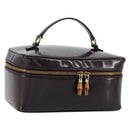GUCCI Bamboo Vanity Hand Bag Patent leather Navy Gold 032 1956 0150 Auth 182446-1