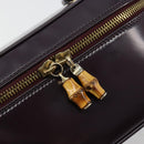 GUCCI Bamboo Vanity Hand Bag Patent leather Navy Gold 032 1956 0150 Auth 182446-14