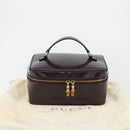 GUCCI Bamboo Vanity Hand Bag Patent leather Navy Gold 032 1956 0150 Auth 182446-21