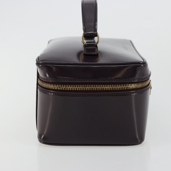 GUCCI Bamboo Vanity Hand Bag Patent leather Navy Gold 032 1956 0150 Auth 182446