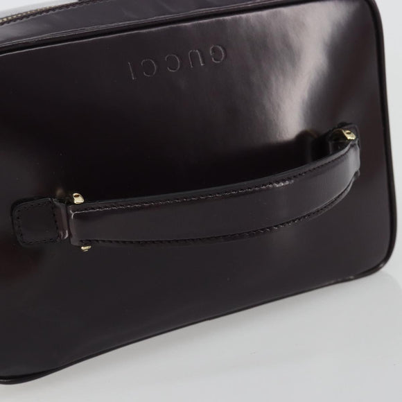 GUCCI Bamboo Vanity Hand Bag Patent leather Navy Gold 032 1956 0150 Auth 182446