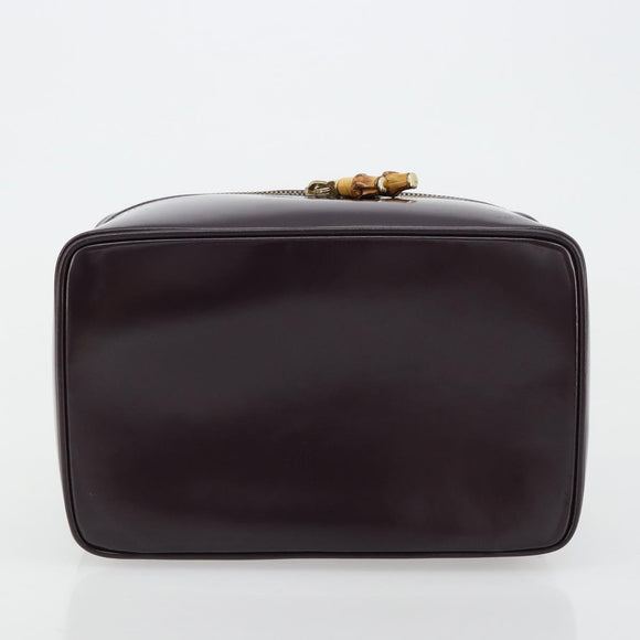 GUCCI Bamboo Vanity Hand Bag Patent leather Navy Gold 032 1956 0150 Auth 182446