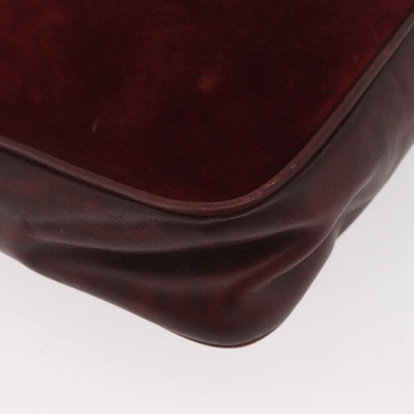 CARTIER Shoulder Bag Suede Bordeaux Gold Auth 182447