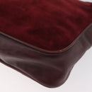 CARTIER Shoulder Bag Suede Bordeaux Gold Auth 182447-11