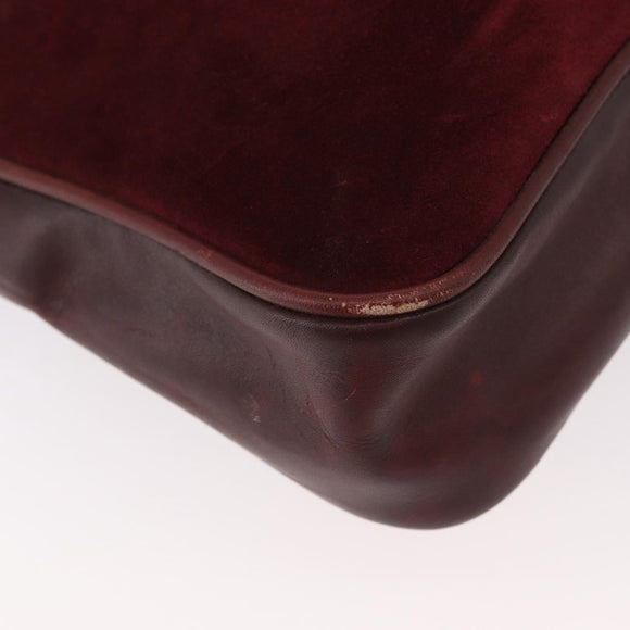 CARTIER Shoulder Bag Suede Bordeaux Gold Auth 182447