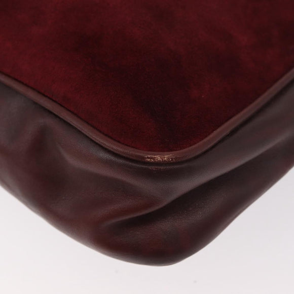 CARTIER Shoulder Bag Suede Bordeaux Gold Auth 182447