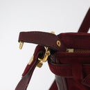 CARTIER Shoulder Bag Suede Bordeaux Gold Auth 182447-14
