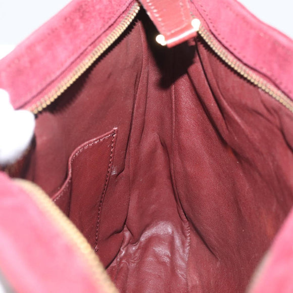 CARTIER Shoulder Bag Suede Bordeaux Gold Auth 182447