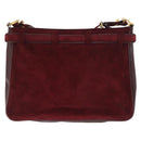 CARTIER Shoulder Bag Suede Bordeaux Gold Auth 182447-3