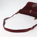 CARTIER Shoulder Bag Suede Bordeaux Gold Auth 182447-7