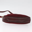 CARTIER Shoulder Bag Suede Bordeaux Gold Auth 182447-9