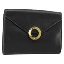 CELINE Circle Shoulder Bag Leather Black Gold Auth 182448-1