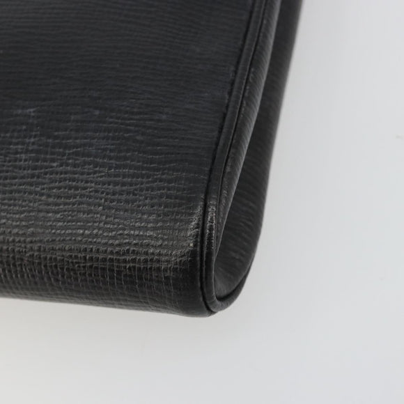 CELINE Circle Shoulder Bag Leather Black Gold Auth 182448