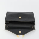 CELINE Circle Shoulder Bag Leather Black Gold Auth 182448-8