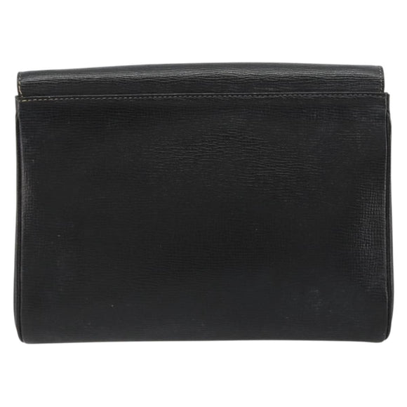 CELINE Circle Shoulder Bag Leather Black Gold Auth 182448