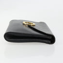 CELINE Circle Shoulder Bag Leather Black Gold Auth 182448-3