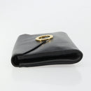 CELINE Circle Shoulder Bag Leather Black Gold Auth 182448-4