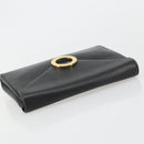 CELINE Circle Shoulder Bag Leather Black Gold Auth 182448-5