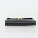 CELINE Circle Shoulder Bag Leather Black Gold Auth 182448-6