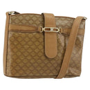 CELINE Macadam Canvas Shoulder Bag PVC Leather Beige Gold Auth 182451-1