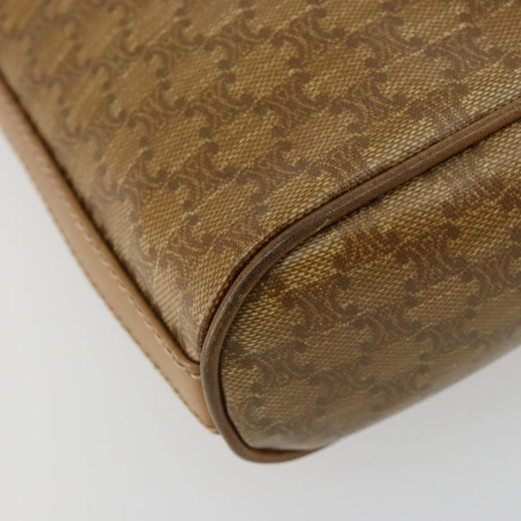 CELINE Macadam Canvas Shoulder Bag PVC Leather Beige Gold Auth 182451