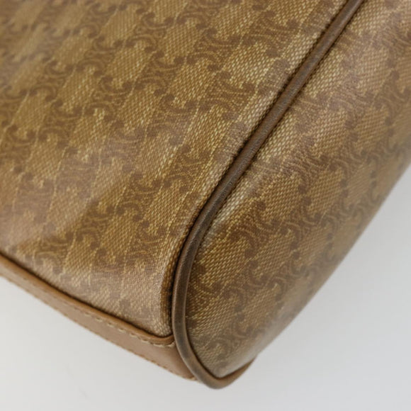 CELINE Macadam Canvas Shoulder Bag PVC Leather Beige Gold Auth 182451