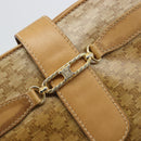 CELINE Macadam Canvas Shoulder Bag PVC Leather Beige Gold Auth 182451-17