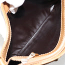CELINE Macadam Canvas Shoulder Bag PVC Leather Beige Gold Auth 182451-11