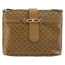 CELINE Macadam Canvas Shoulder Bag PVC Leather Beige Gold Auth 182451-13
