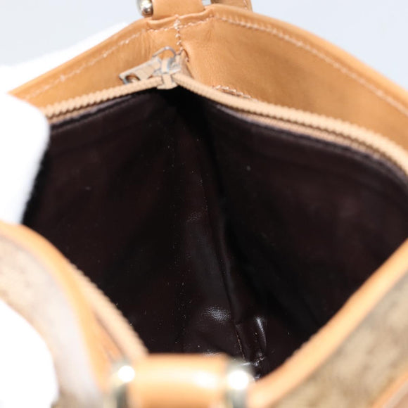 CELINE Macadam Canvas Shoulder Bag PVC Leather Beige Gold Auth 182451