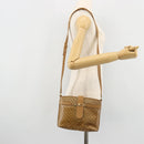 CELINE Macadam Canvas Shoulder Bag PVC Leather Beige Gold Auth 182451-24