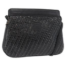 FENDI Schultertasche Leder Schwarz Gold Auth 182453-1