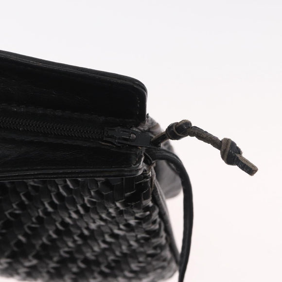 FENDI Schultertasche Leder Schwarz Gold Auth 182453