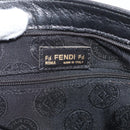 FENDI Schultertasche Leder Schwarz Gold Auth 182453-11