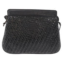FENDI Schultertasche Leder Schwarz Gold Auth 182453-13