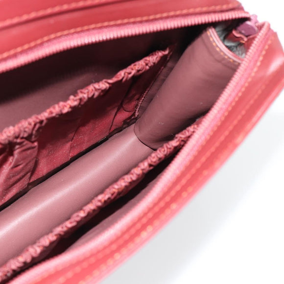 CARTIER Must Line Clutch Bag Leather Bordeaux Gold Auth 182455A