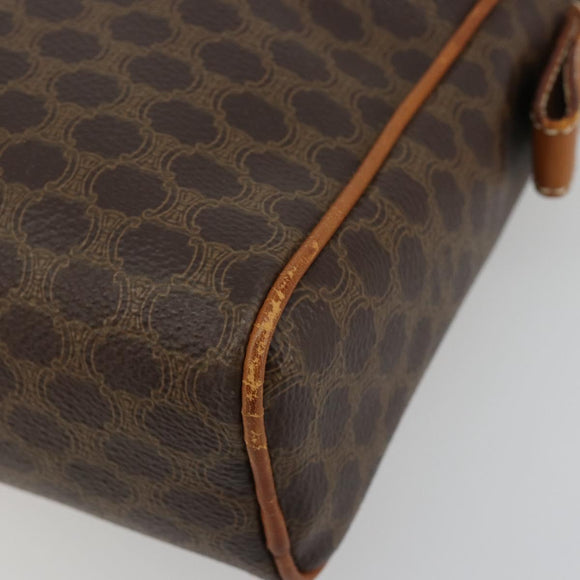 CELINE Macadam Canvas Clutch Bag PVC Leder Braun Gold Auth 182456