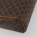 CELINE Macadam Canvas Clutch Bag PVC Leder Braun Gold Auth 182456-16